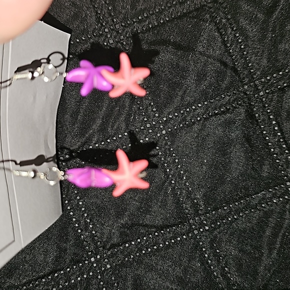 Star fish earrings hand made by my daughter #1016 - Picture 2 of 3